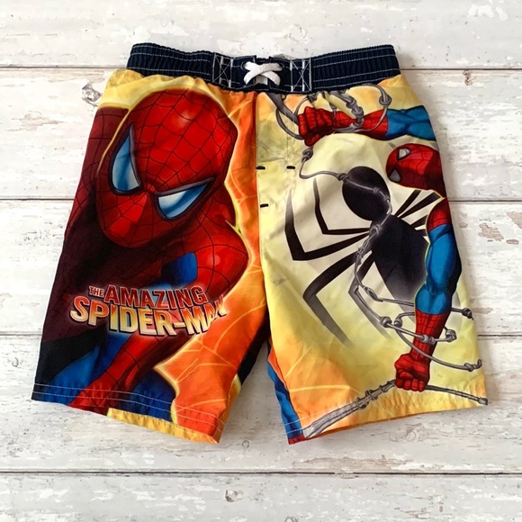 Boys 18m Spiderman Swim Trunks Swimsuit Kids Toddler Baby Summer - Picture 1 of 3